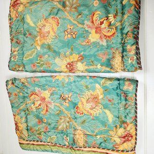 2-J Queen Pillow Shams Montego Key Floral Design Bed Decor /Green Standard 20x26